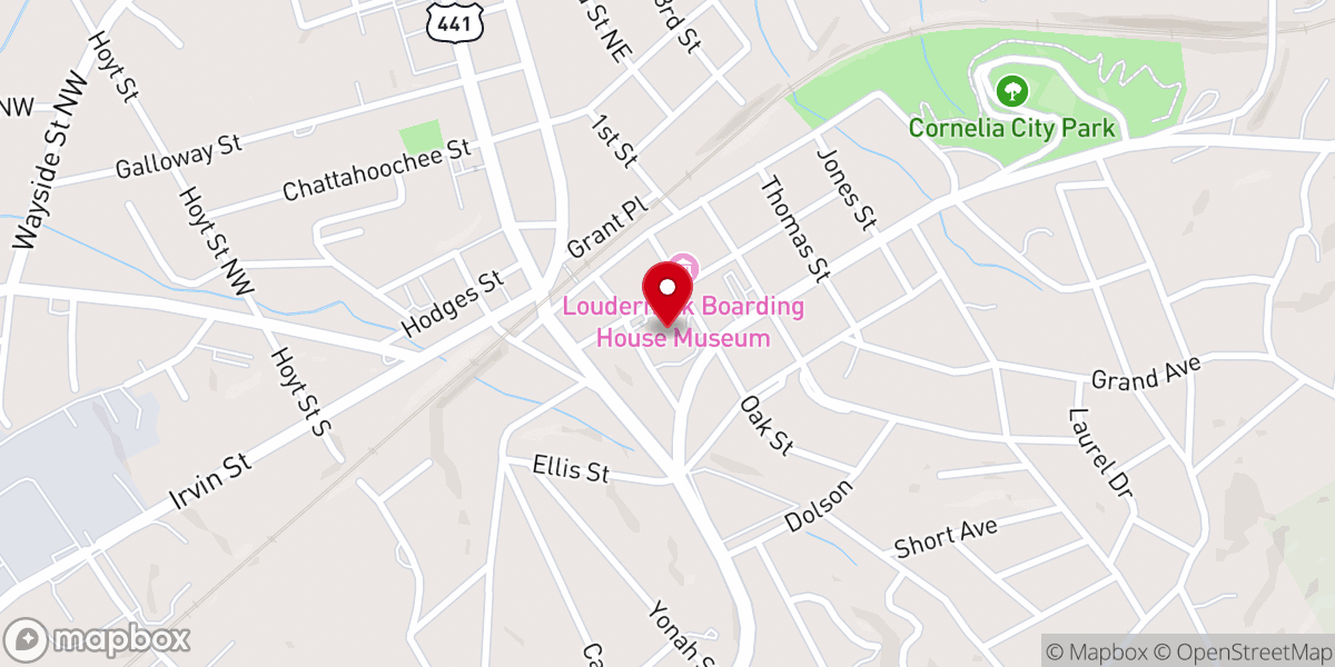 Map showing location of First Baptist Church of Cornelia