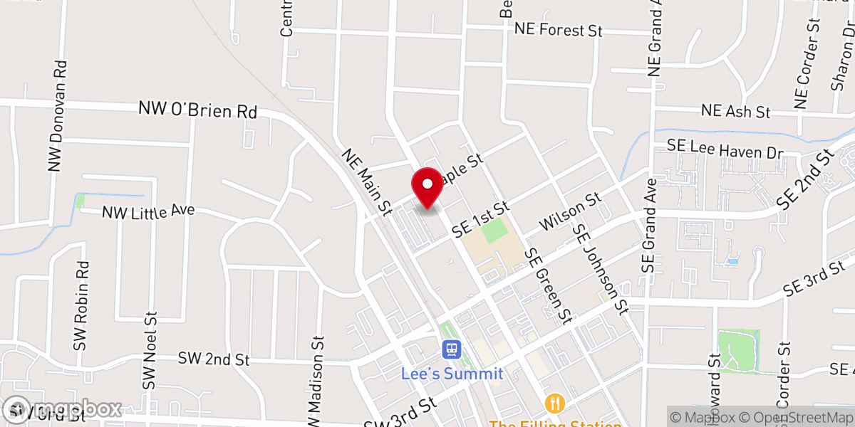 Map showing location of First Baptist Church of Lee's Summit