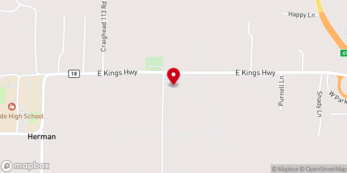 Map showing location of Herman Baptist Church