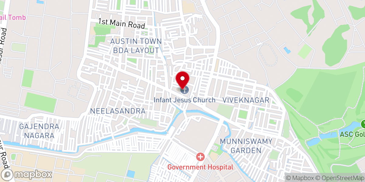 Map showing location of Infant Jesus Church and Shrine