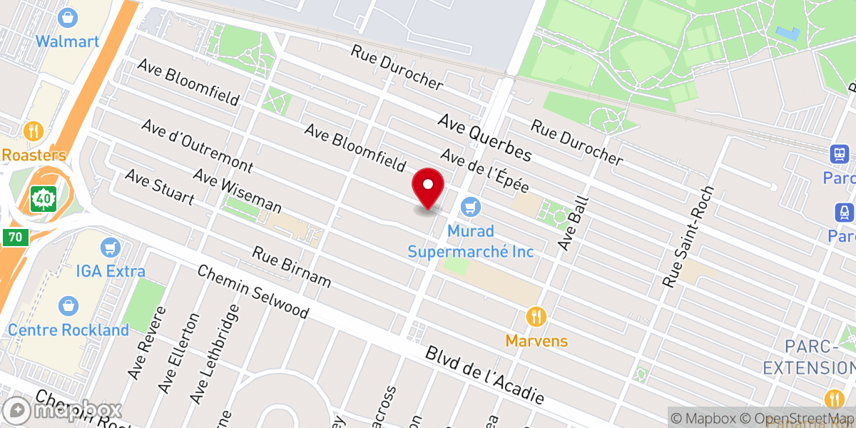 Map showing location of Montreal Baptist Church