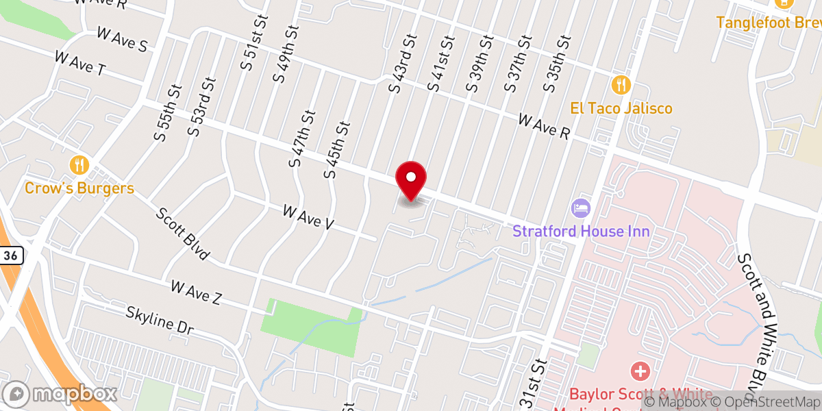Map showing location of Ave T Church of Christ
