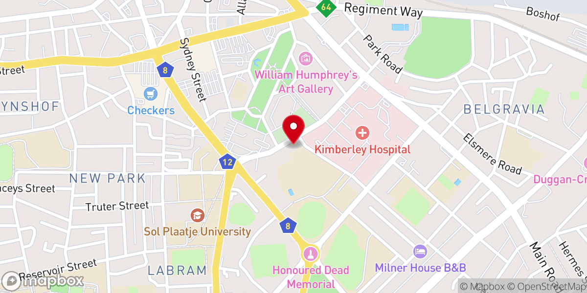 Map showing location of Kimberley Baptist Church