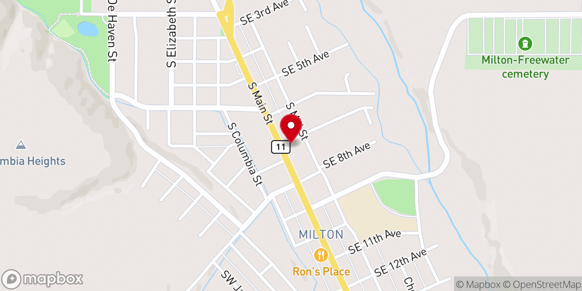 Map showing location of Grace Presbyterian Church Milton-Freewater