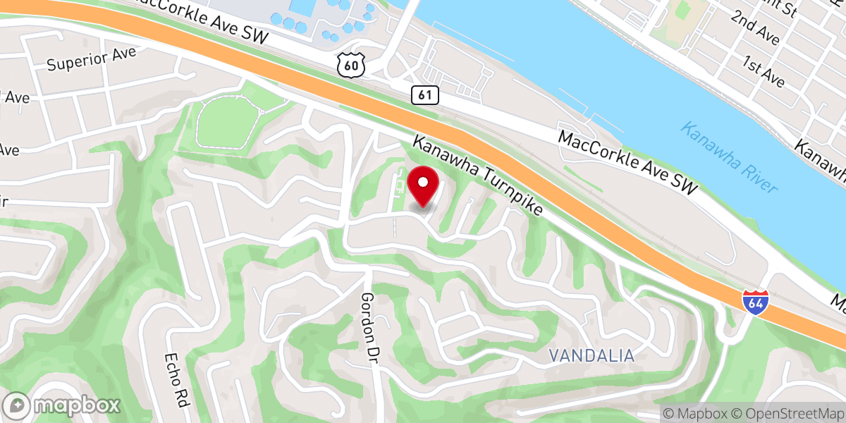 Map showing location of Vandalia Baptist Church