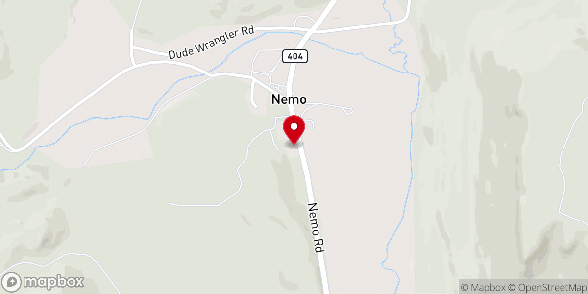 Map showing location of Nemo Church
