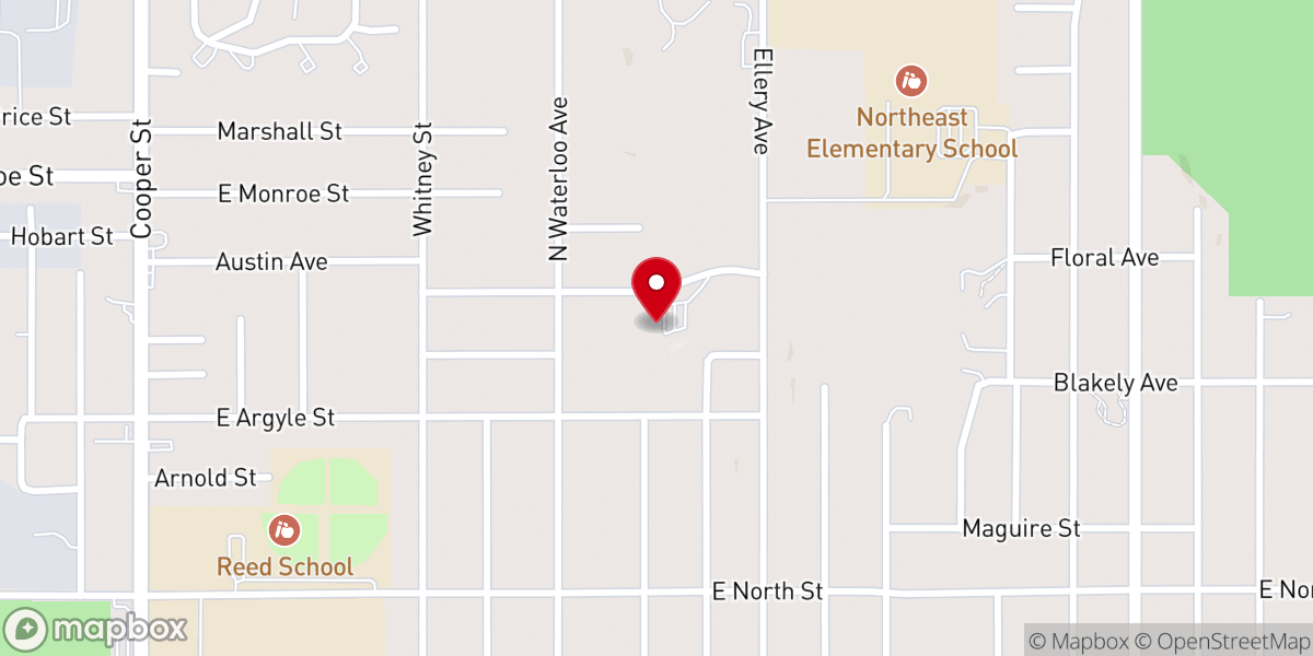 Map showing location of Northeast Missionary Church