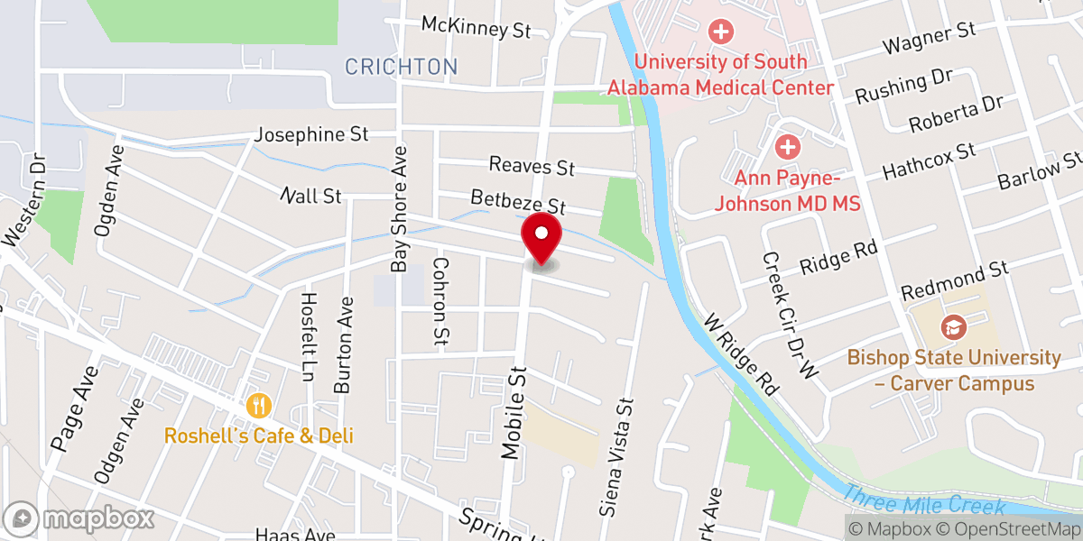 Map showing location of Williams African Methodist Episcopal Zion Chapel