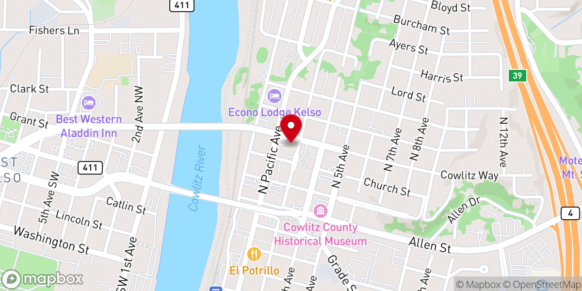 Map showing location of First United Methodist Presbyterian Church