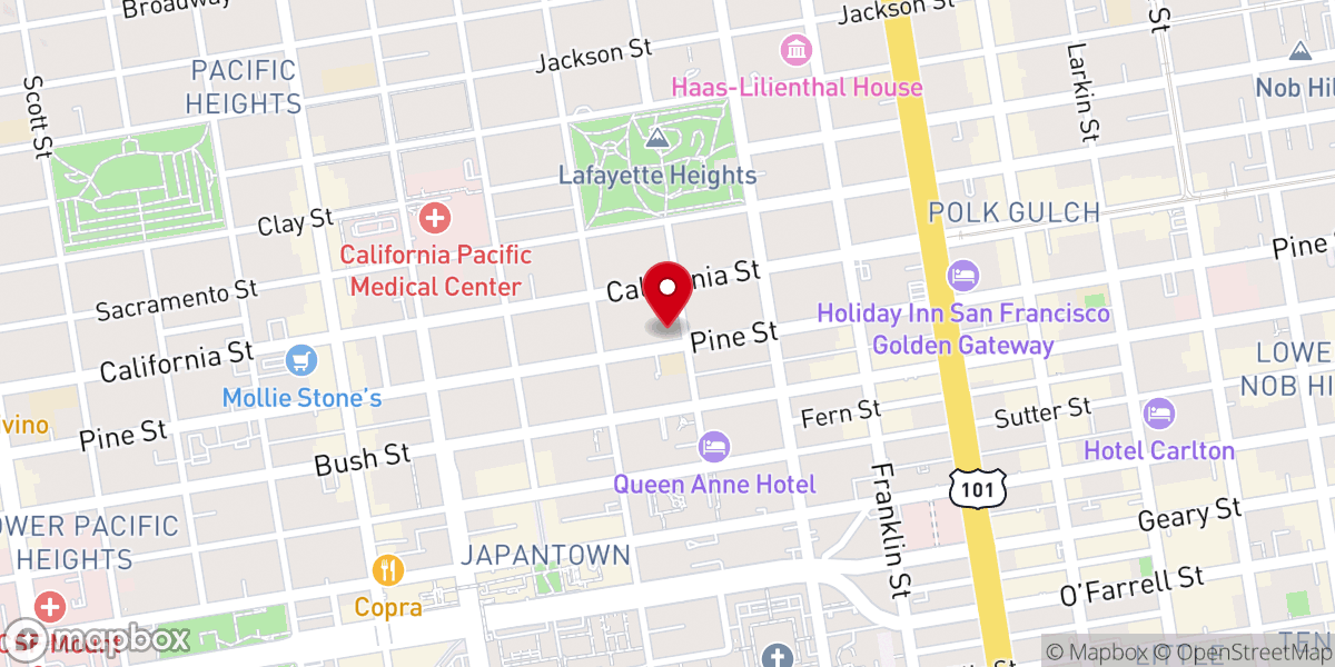 Map showing location of St. Benedict Parish for the Deaf at St. Francis Xavier Japanese Catholic Church