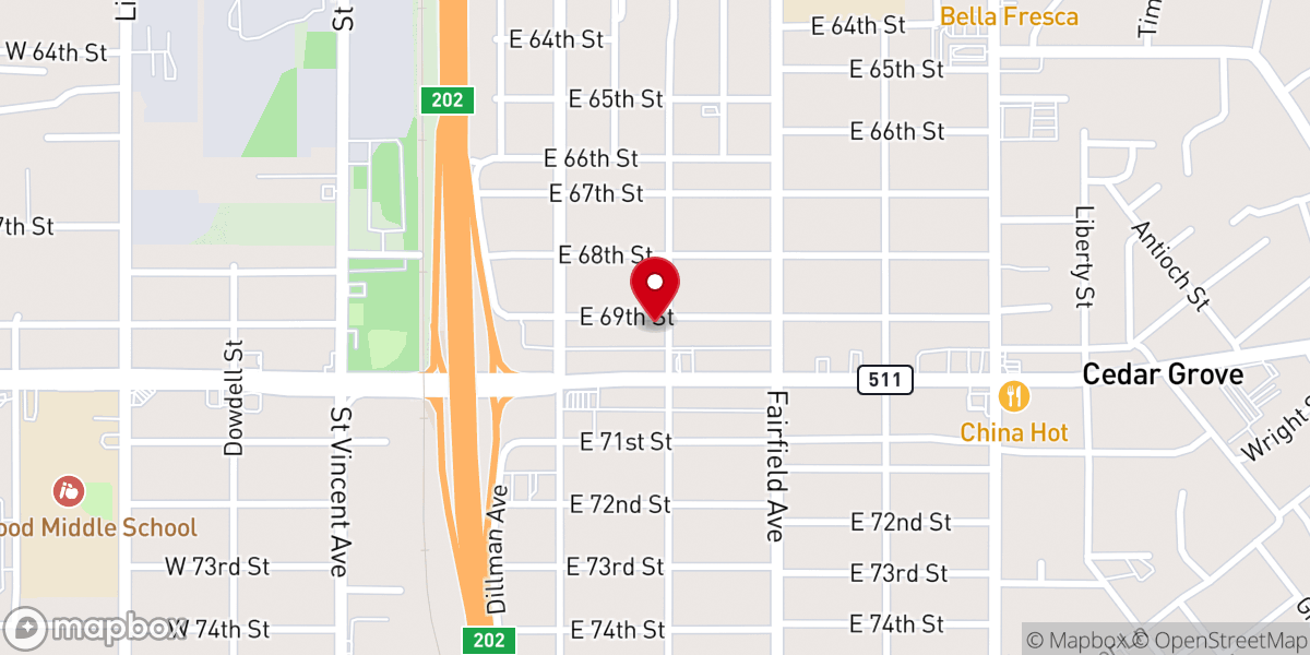 Map showing location of First Baptist Church of Cedar Grove