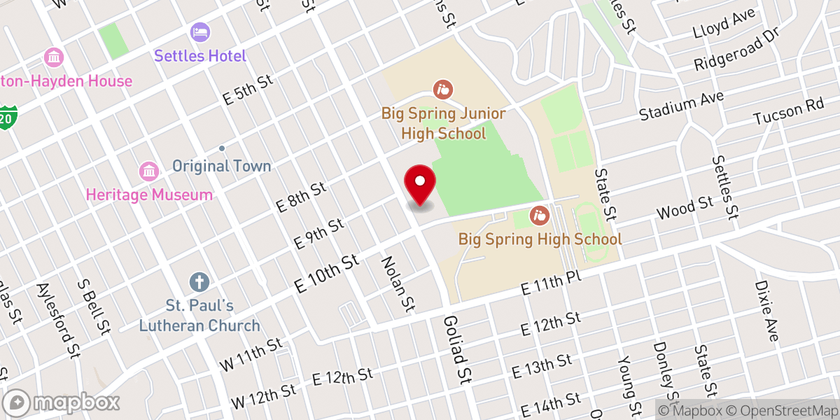 Map showing location of First Christian Church