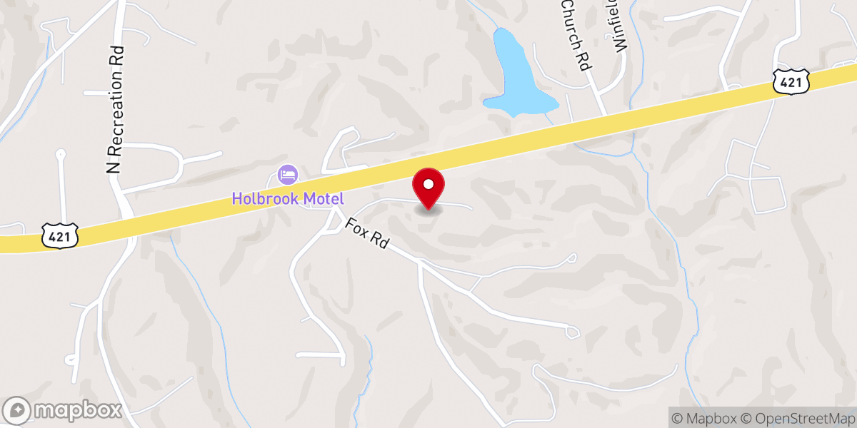 Map showing location of Yadkin Valley Baptist Church
