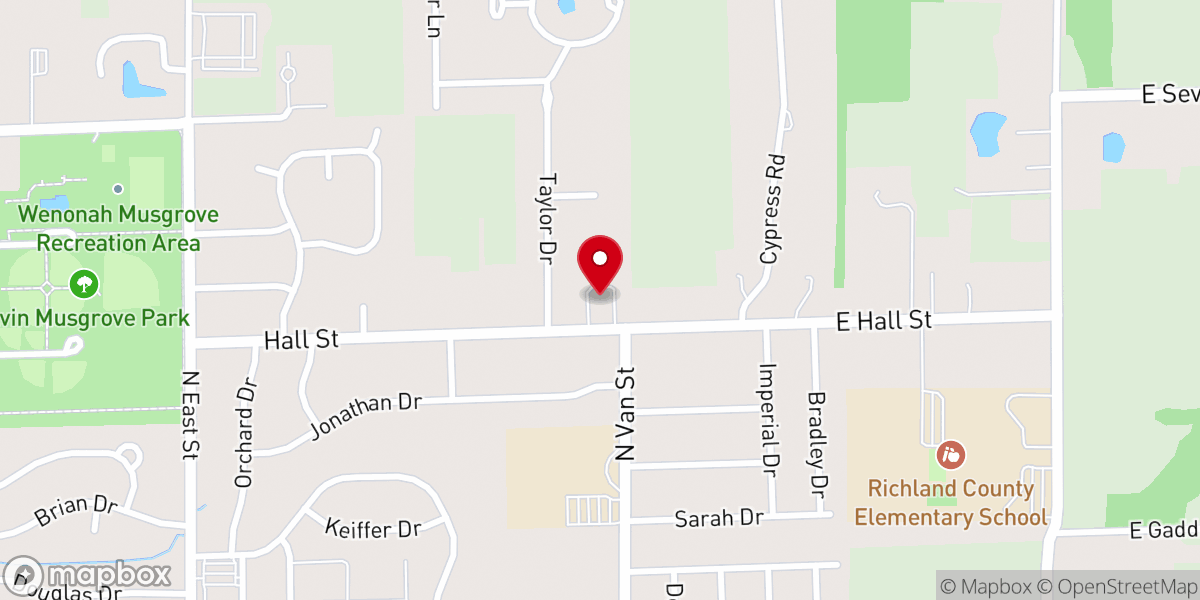 Map showing location of Bible Fellowship Church