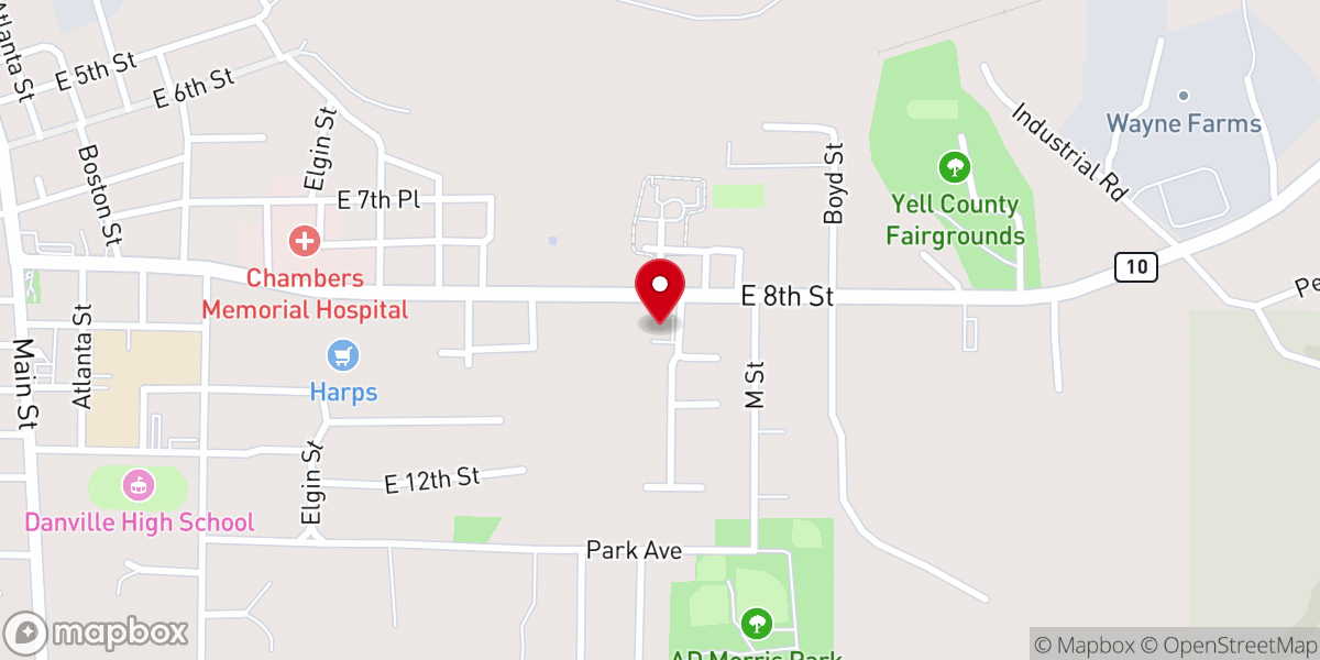 Map showing location of Danville Church of Christ