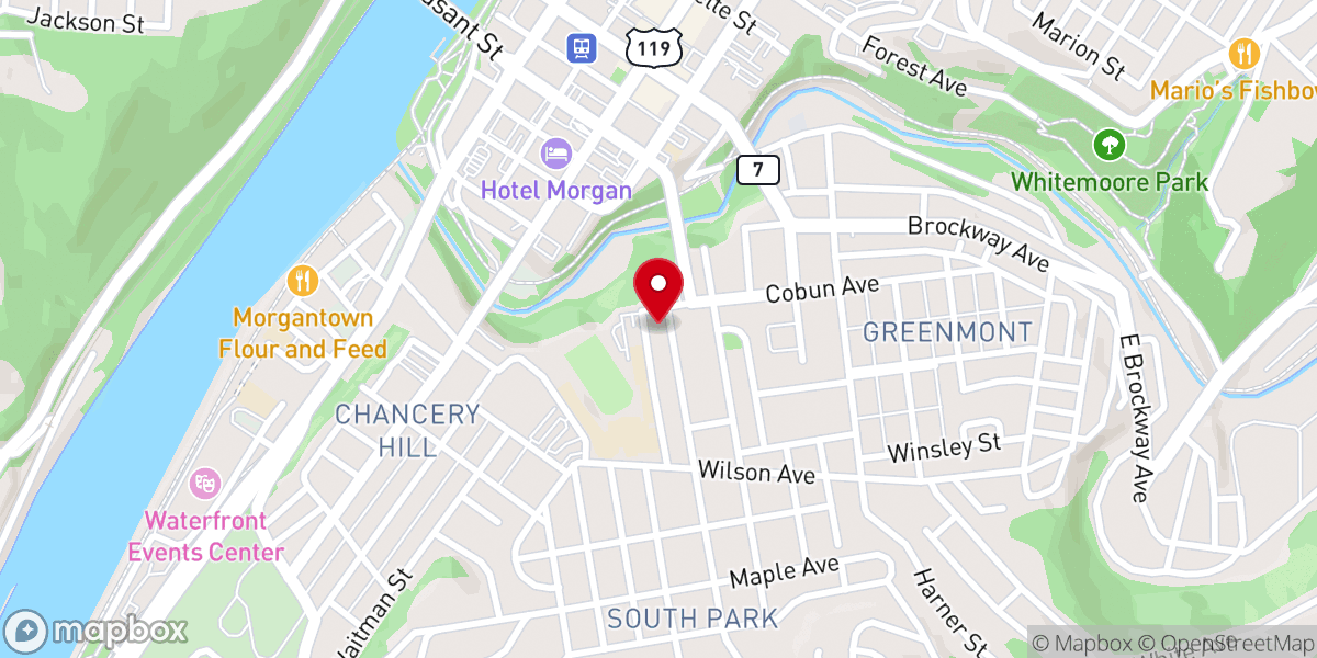 Map showing location of First Christian Church (Disciples of Christ)