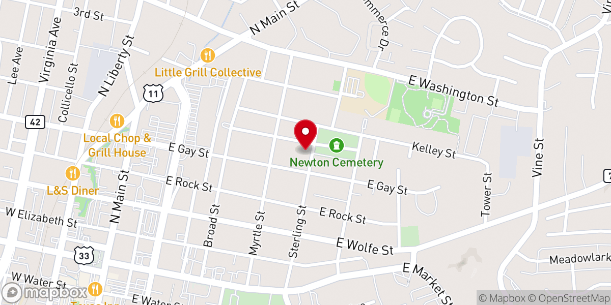 Map showing location of John Wesley United Methodist Church