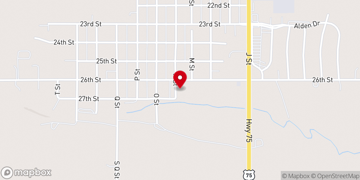 Map showing location of Auburn Baptist Church