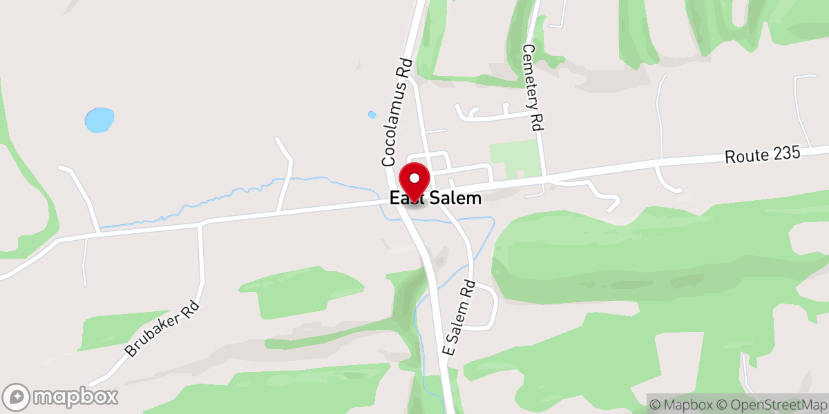 Map showing location of East Salem Community Church