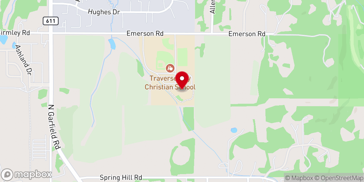 Map showing location of Traverse City Christian School