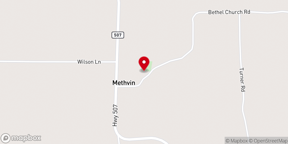 Map showing location of Bethel Church