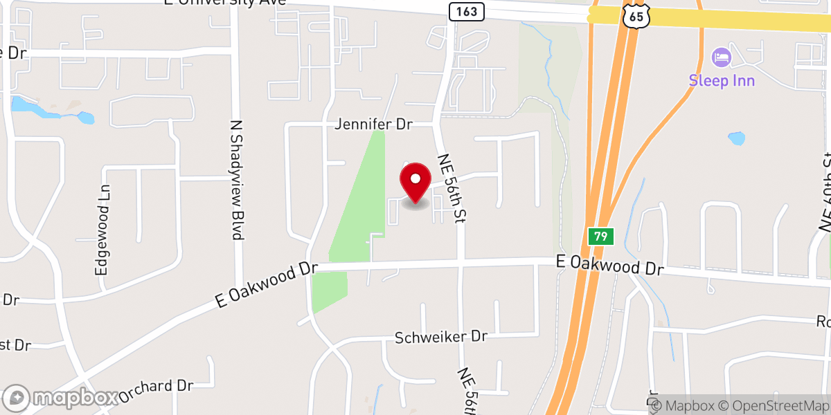 Map showing location of Oakwood United Methodist Church