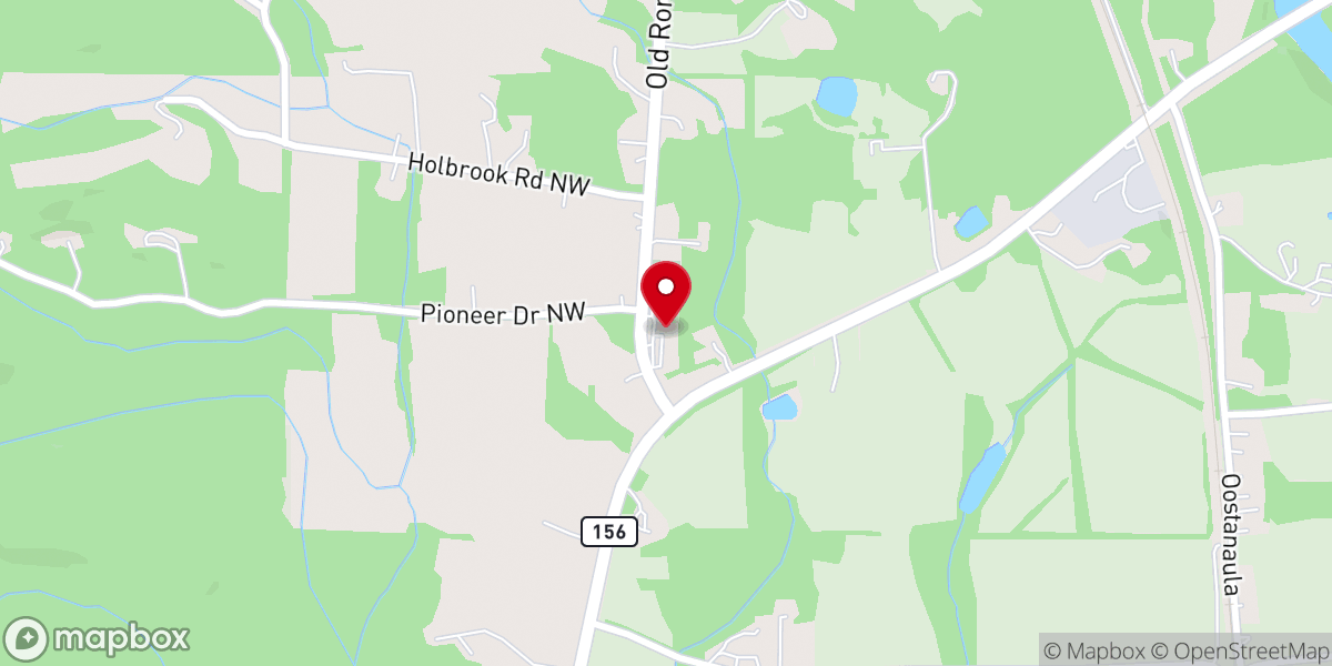 Map showing location of Oostanaula Baptist Church