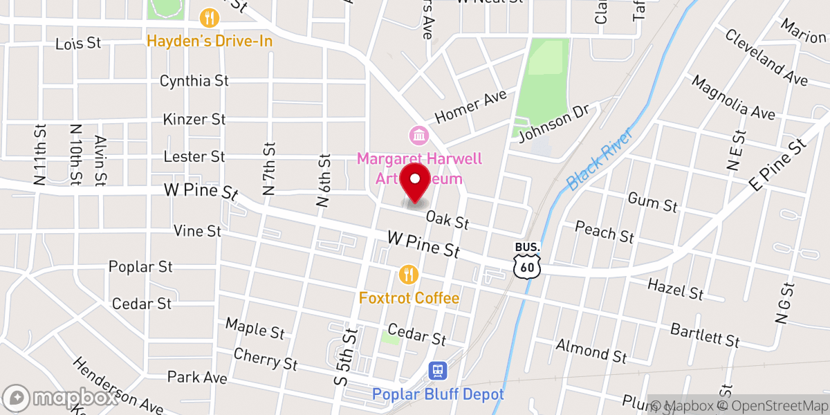 Map showing location of Brown Chapel AME Church