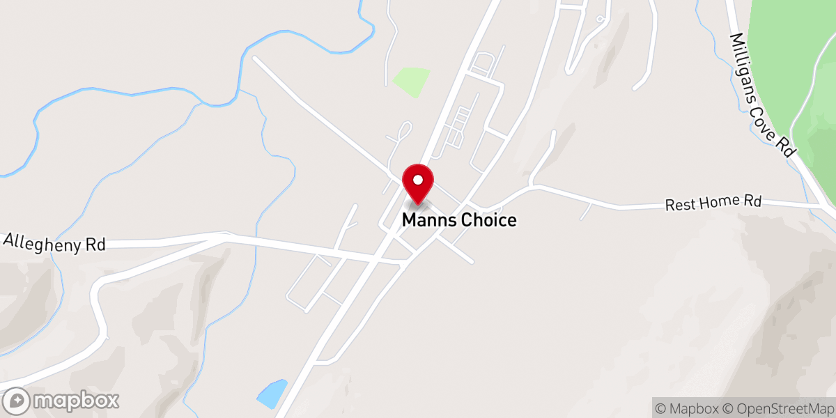 Map showing location of Manns Choice United Methodist Church