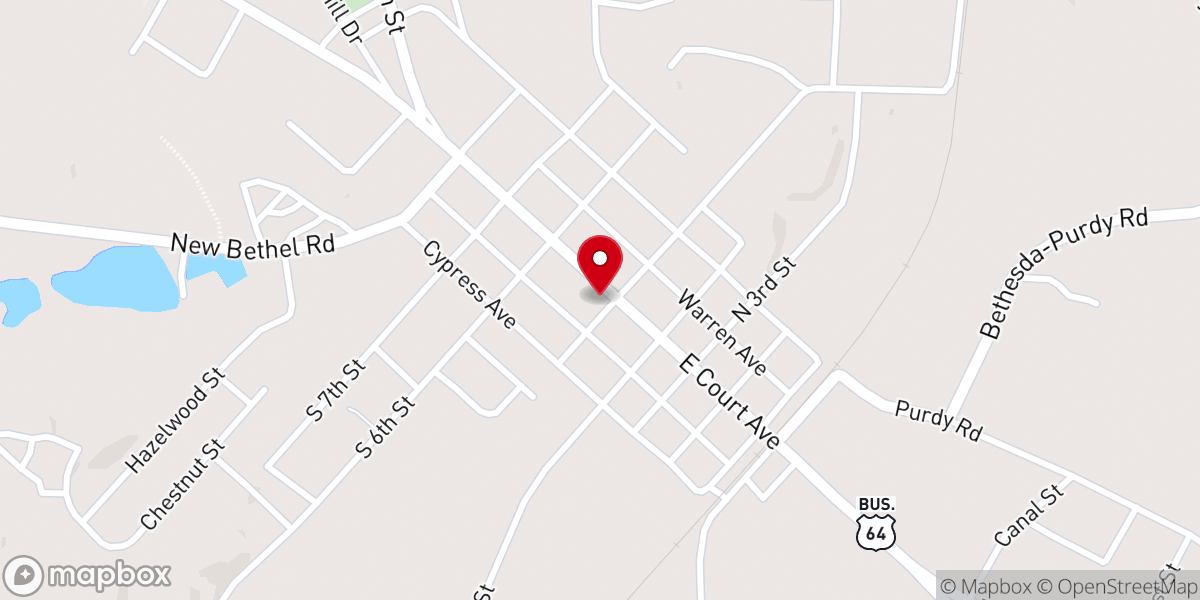Map showing location of Cumberland Presbyterian Church