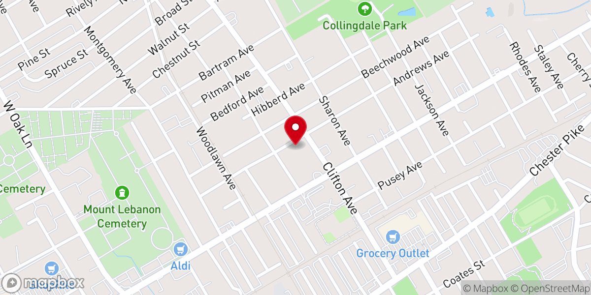 Map showing location of First Baptist Church of Collingdale