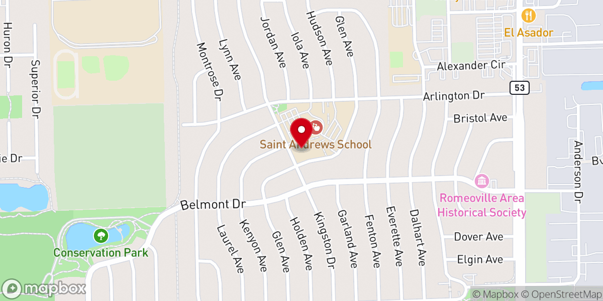 Map showing location of St Andrew the Apostle Church