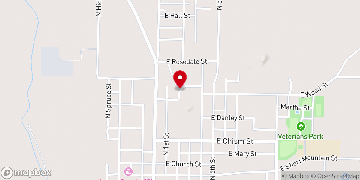 Map showing location of First Free Will Baptist Church