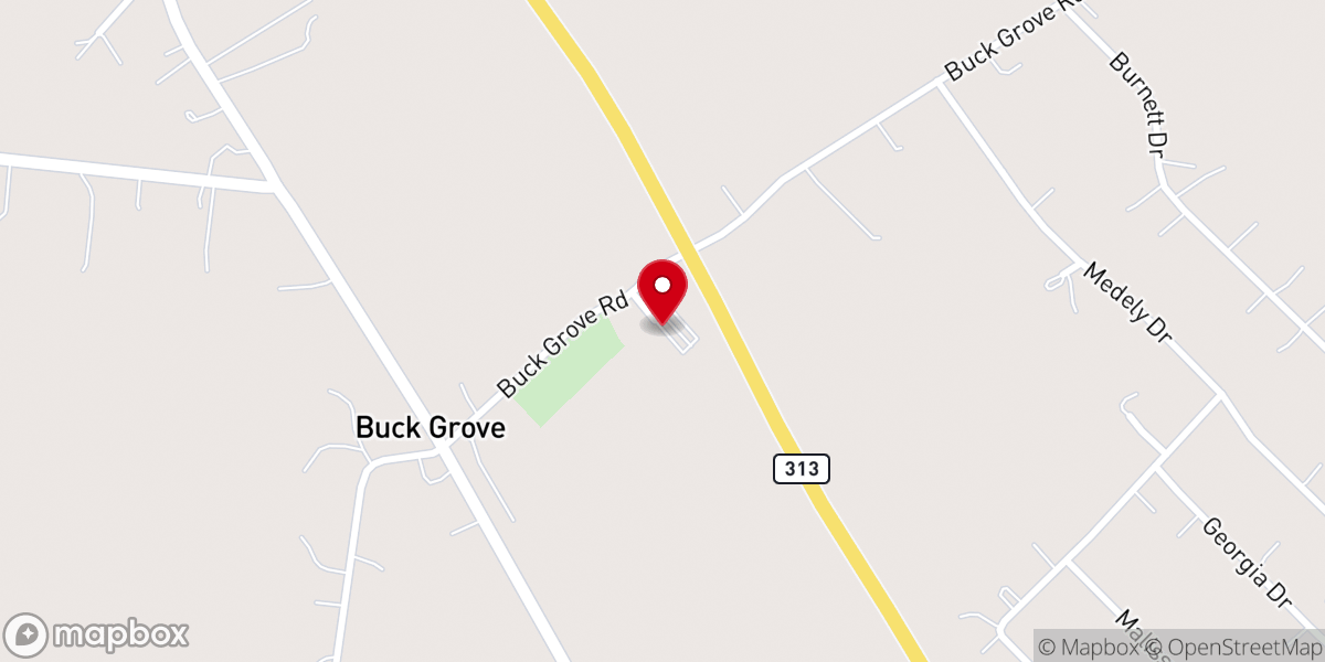 Map showing location of Buck Grove Baptist Church