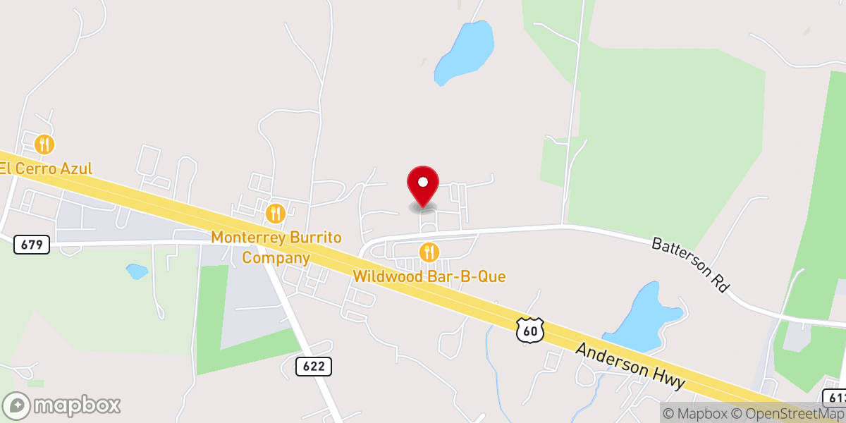 Map showing location of Powhatan Food Pantry - Food Distribution Center