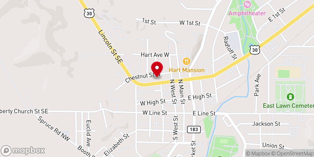 Map showing location of Minerva First Christian Church