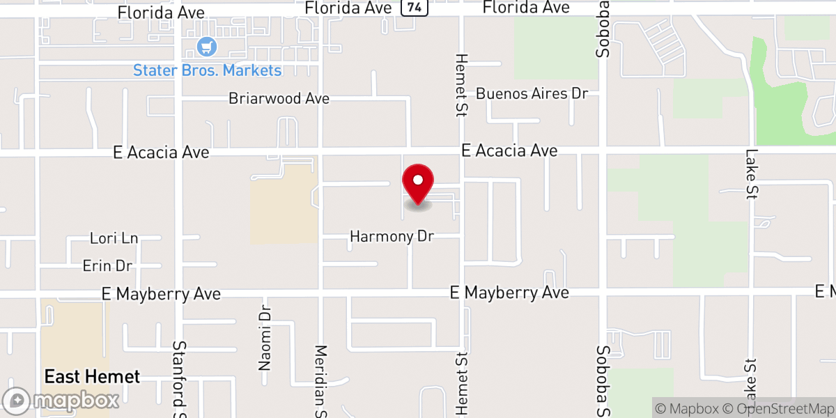 Map showing location of Calvary Chapel Hemet