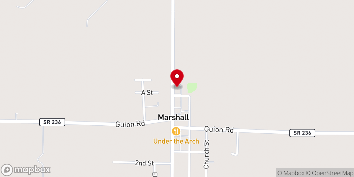 Map showing location of Marshall Federated Church