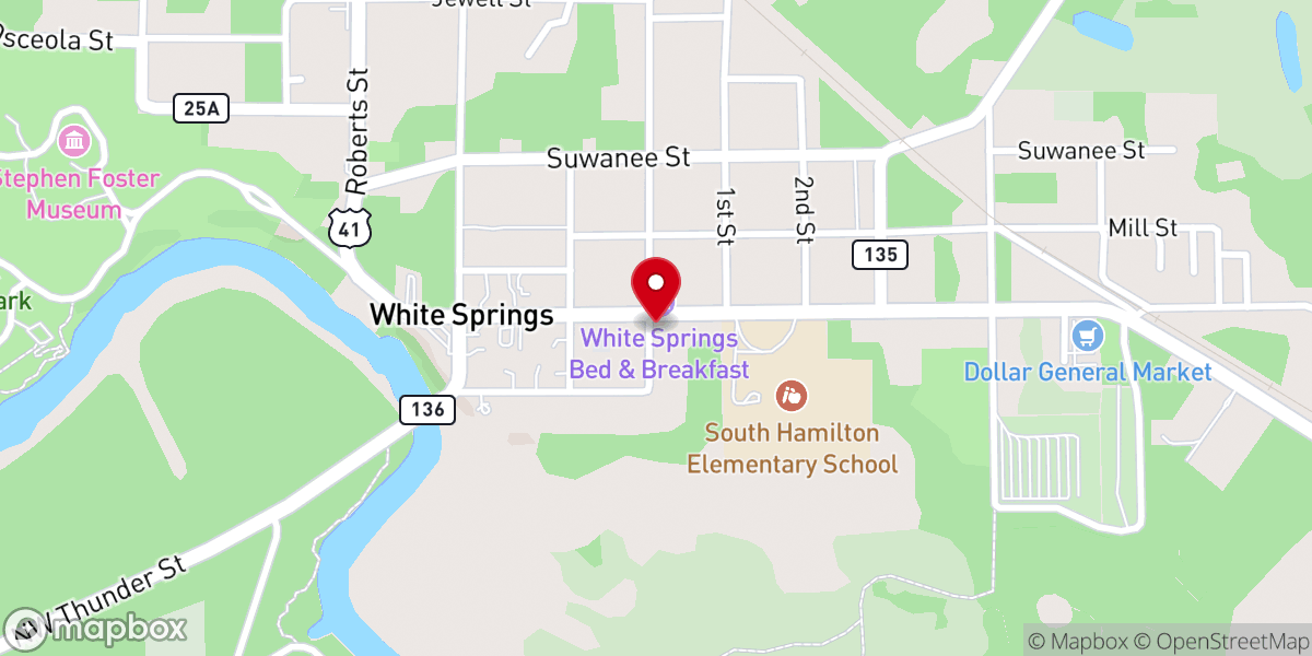 Map showing location of White Springs Presbyterian Church