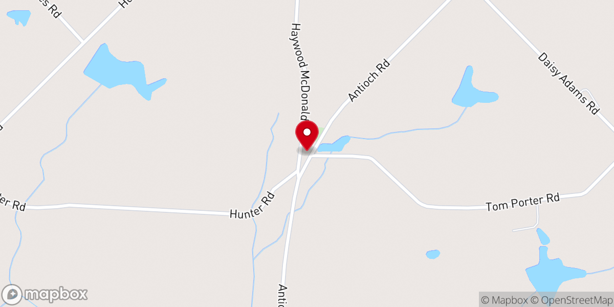Map showing location of Antioch Church