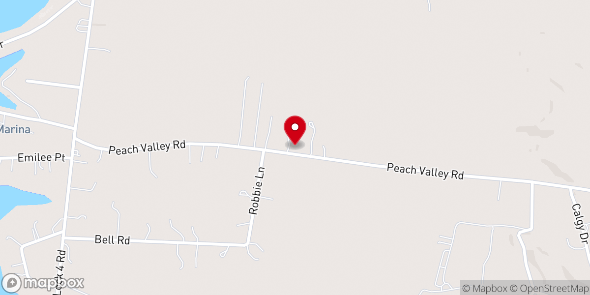 Map showing location of Peach Valley Church