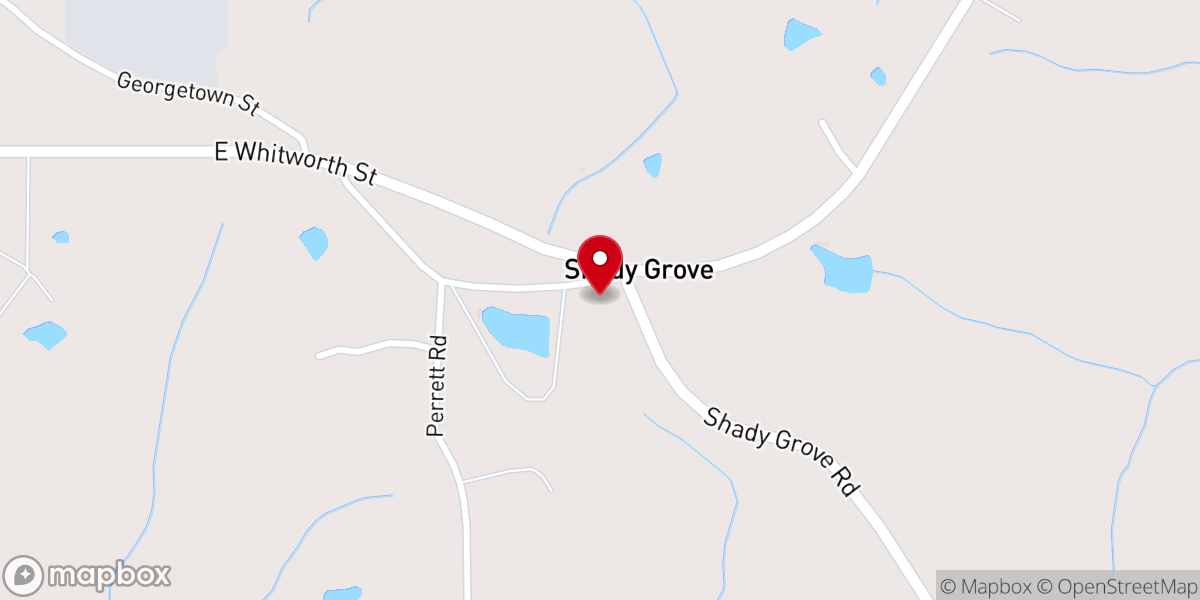Map showing location of Shady Grove Baptist Church