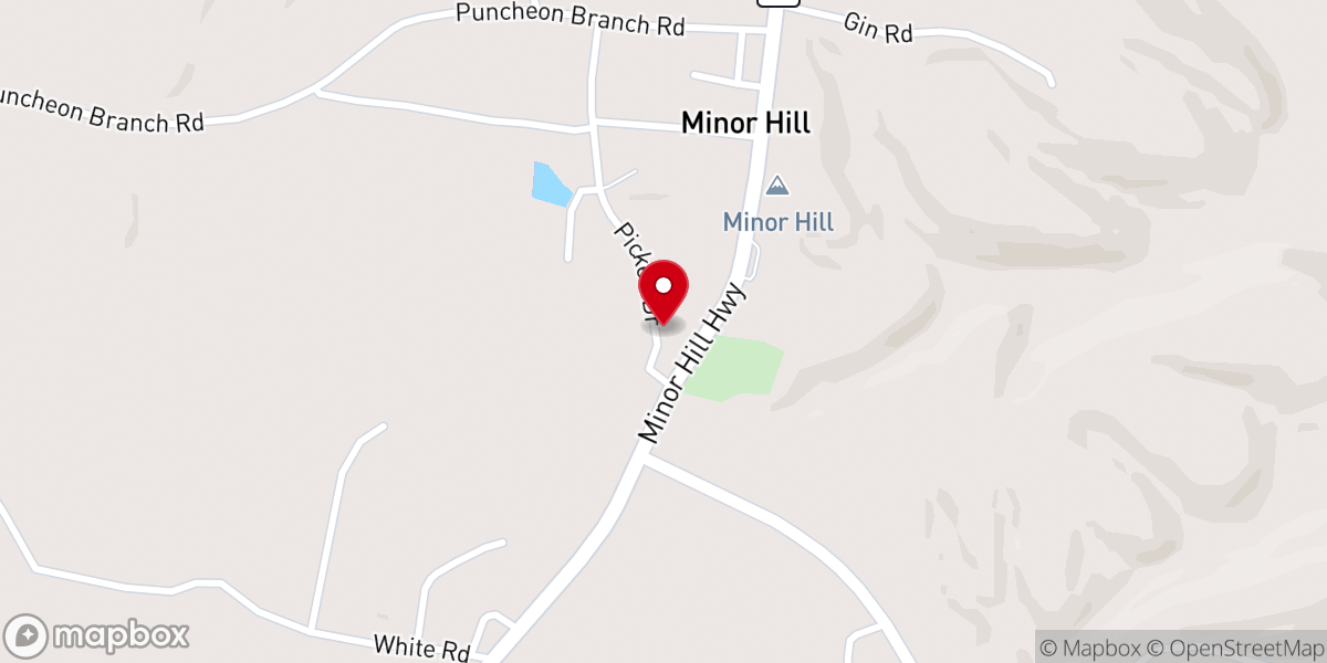 Map showing location of Minor Hill City Hall