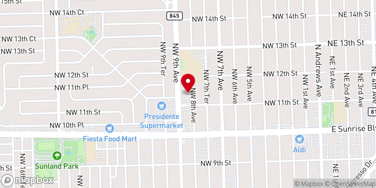 Map showing location of Bethel Evangelical Baptist Church