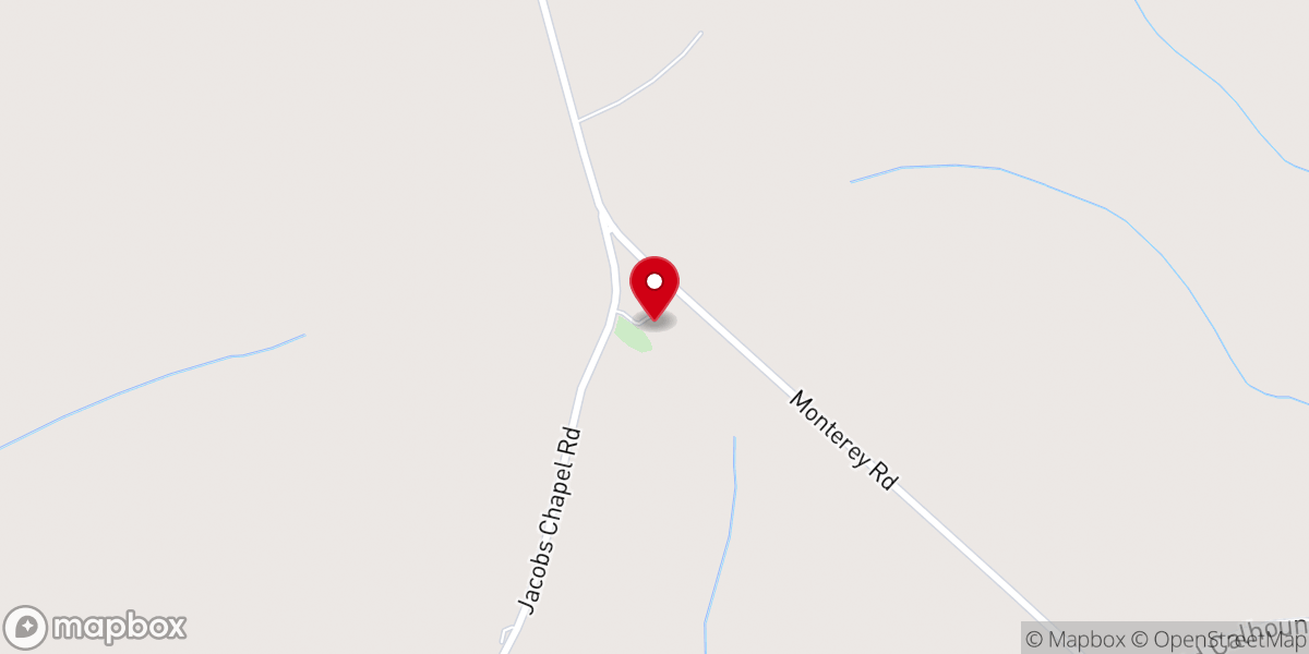Map showing location of Rocky River Presbyterian Church