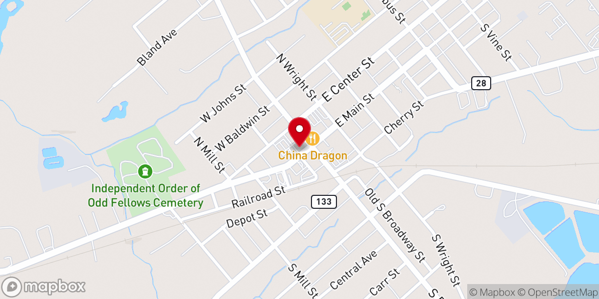 Map showing location of Fellowship Hall