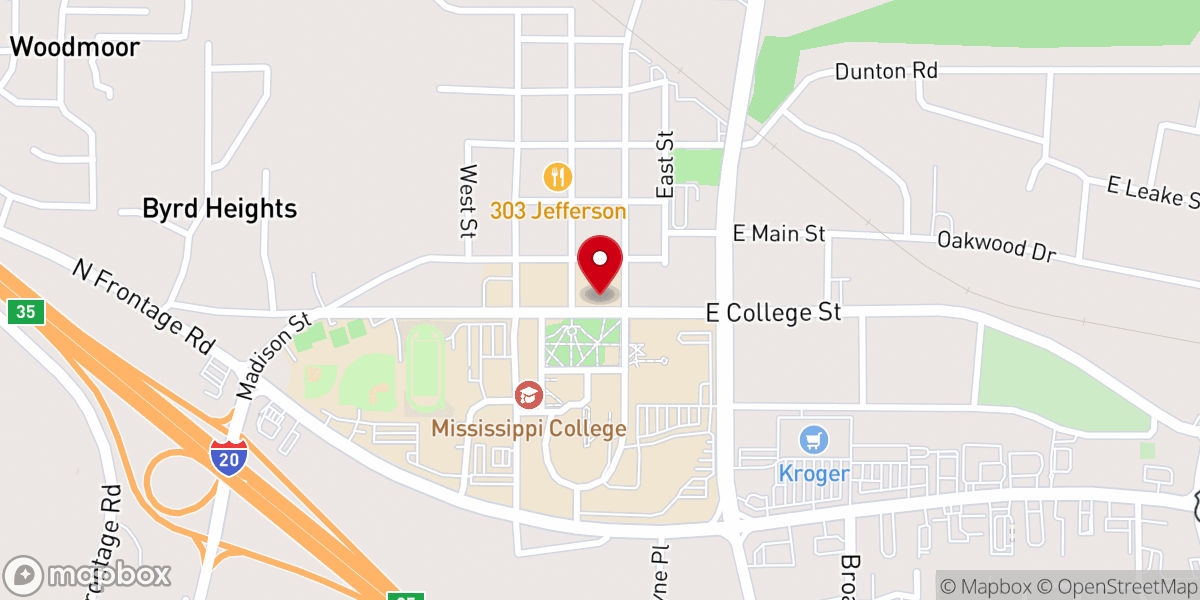 Map showing location of Mississippi Baptist Historical