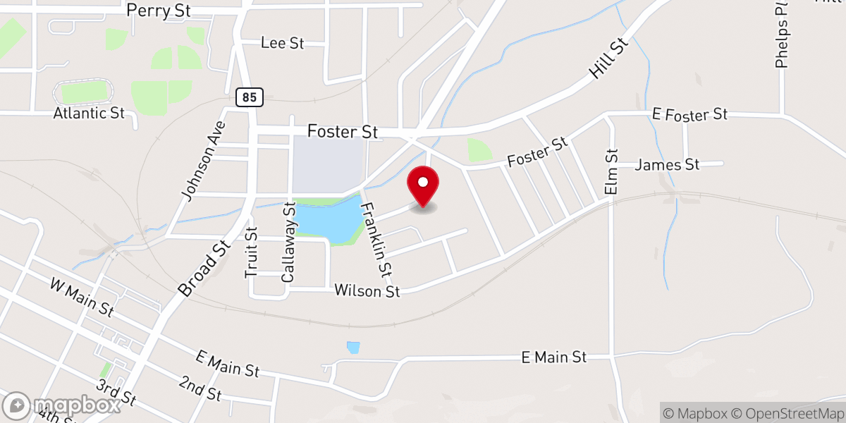 Map showing location of Northside Baptist Church