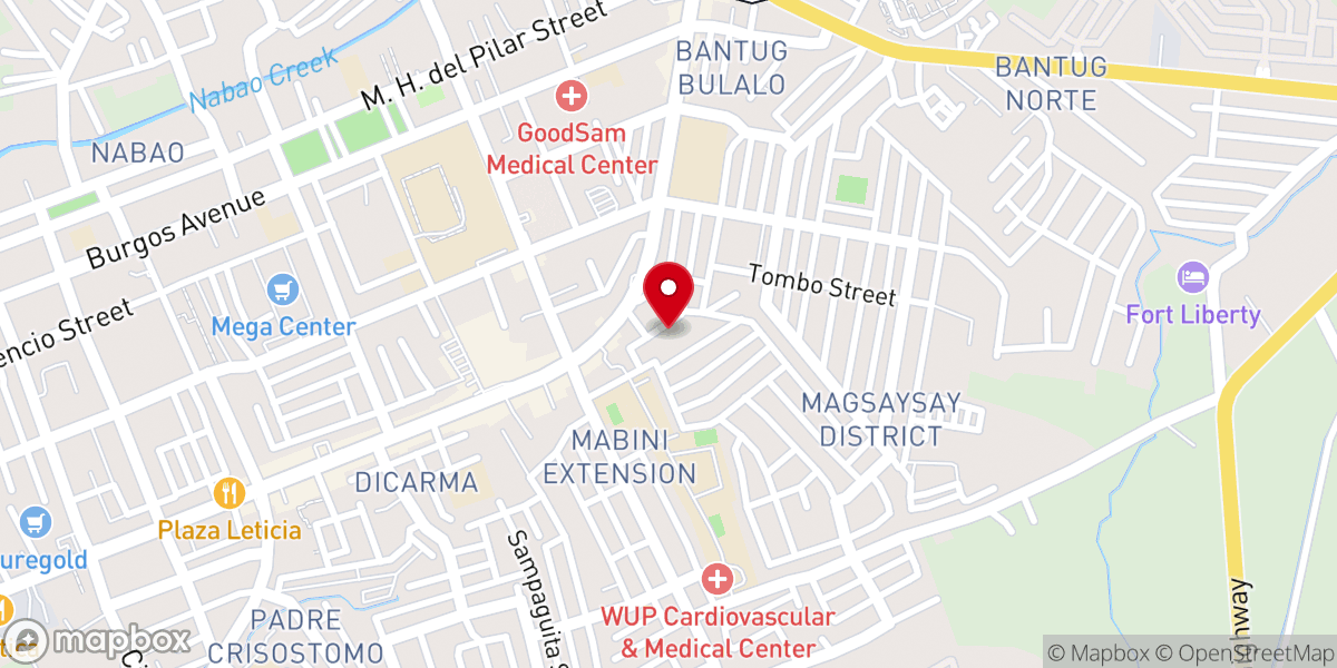 Map showing location of Cabanatuan Baptist Church