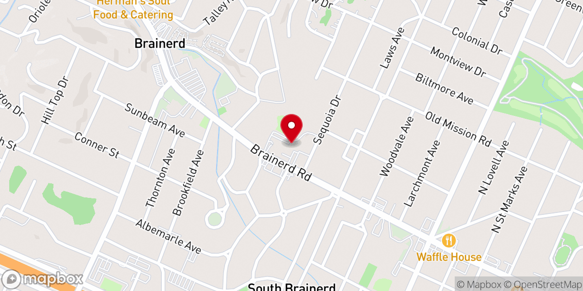Map showing location of Brainerd United Methodist Church